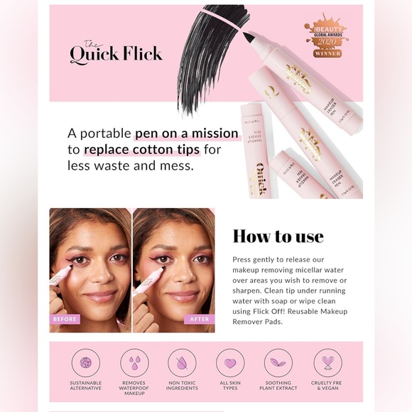 The Quick Flick Reusable Quick Fix Makeup Eraser Pen Travel Size New - Picture 5 of 6